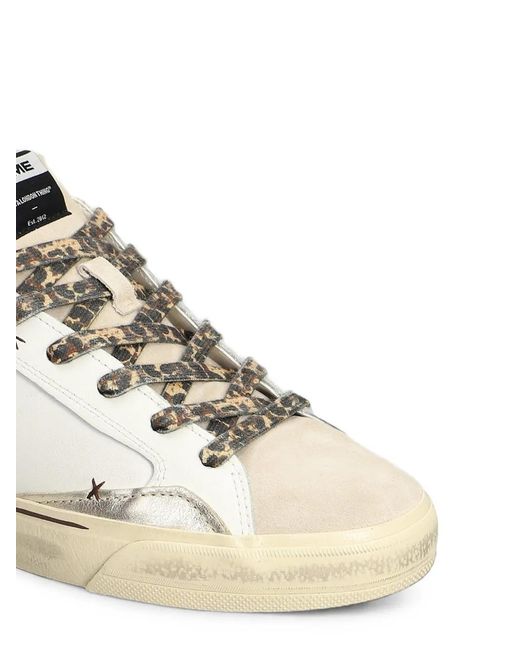 Crime London White Deconstructed Leopard-Print Laces Sneakers