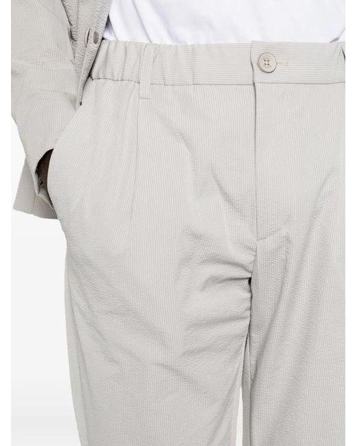 Herno White Pleated Straight Trousers for men
