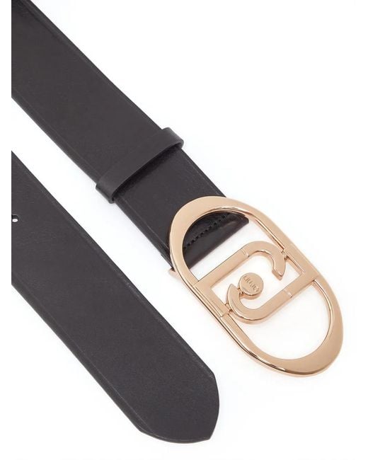Liu Jo White Oval-Monogram Leather Belt