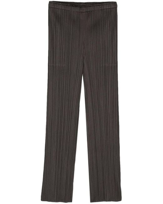 Pleats Please Issey Miyake Gray January Pleated Cropped Trousers