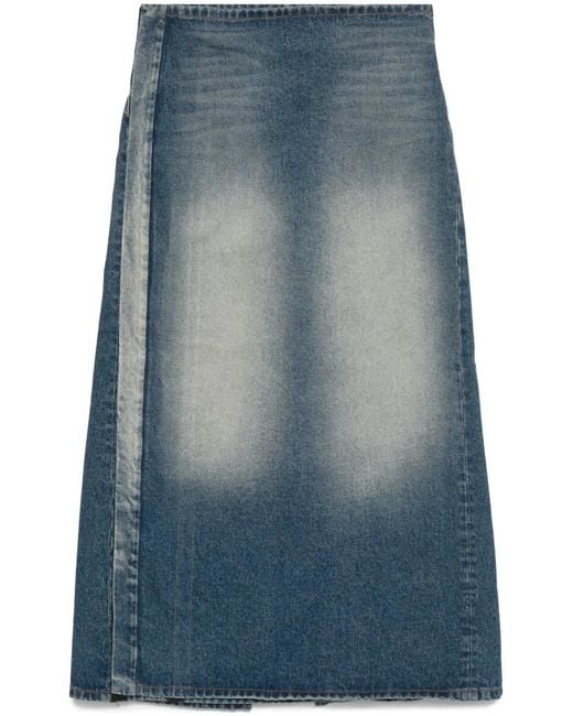 Y. Project Blue Asymmetric Denim Skirt