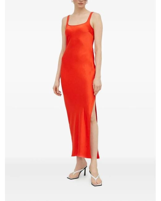 Samsøe & Samsøe Red Sunna Side-Slit Midi Dress