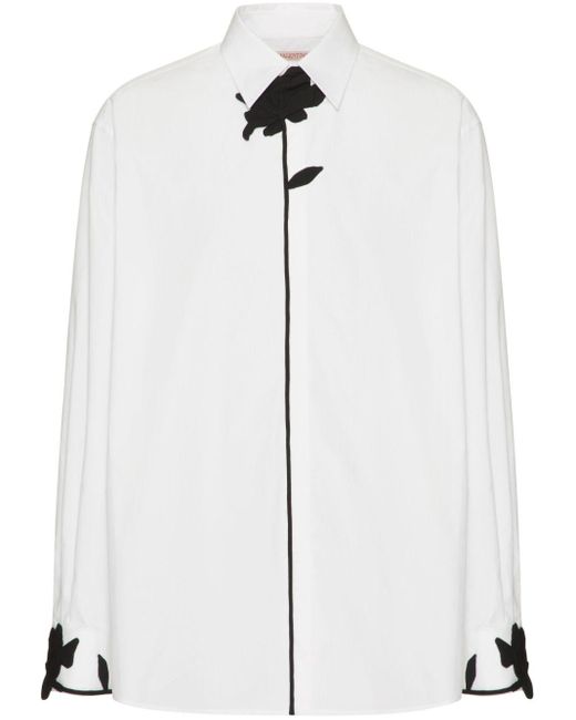 Camicia con applicazione di Valentino Garavani in White da Uomo