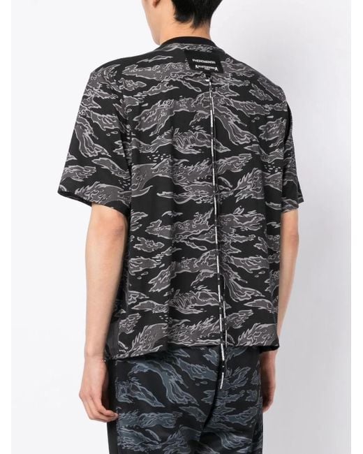 MASTERMIND WORLD Black Camouflage-Print Short-Sleeved T-Shirt for men