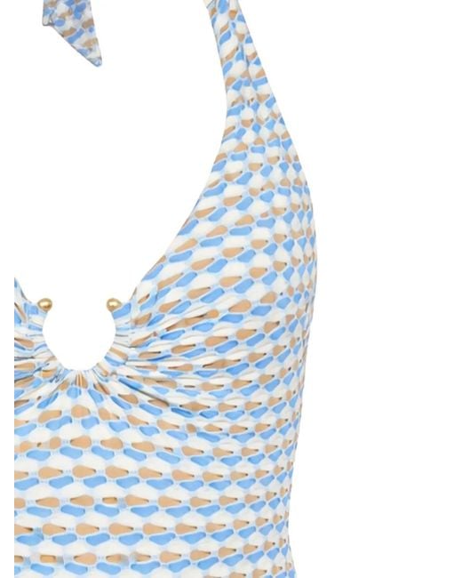 Seafolly Blue Maillot De Bain À Dos-Nu Et Anneau Sur Le Devant