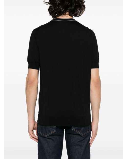 Brunello Cucinelli Fein gestricktes T-Shirt in Black für Herren