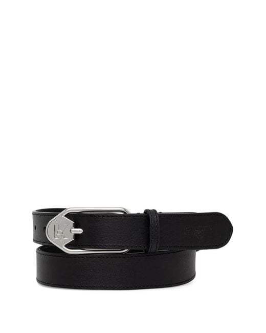 Karl Lagerfeld Black Logo-Plaque Buckle Belt
