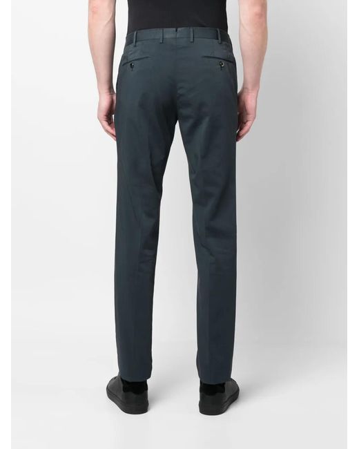 PT Torino Blue Slim-Cut Chino Trousers for men
