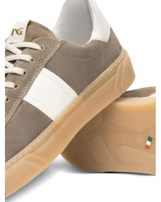 Nero Giardini Gray Stripe Suede Sneakers for men
