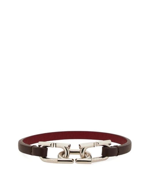 Ferragamo White Bicolor Gancini Bracelet for men