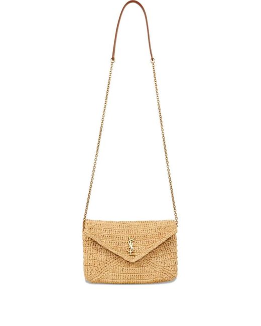Saint Laurent White Cassandre Woven Logo Cross Body Bag