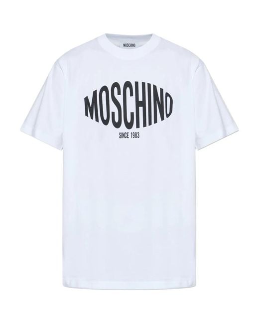 Moschino White Logo-Print T-Shirt for men