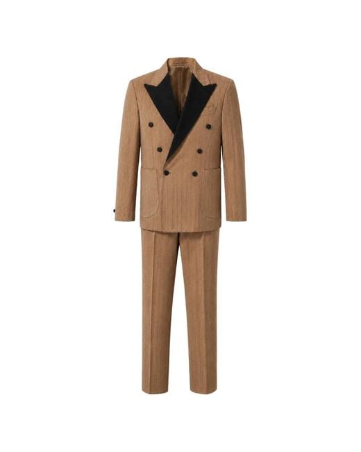 Franzese Collection Natural Chevron-Pattern Double-Breasted Suit for men