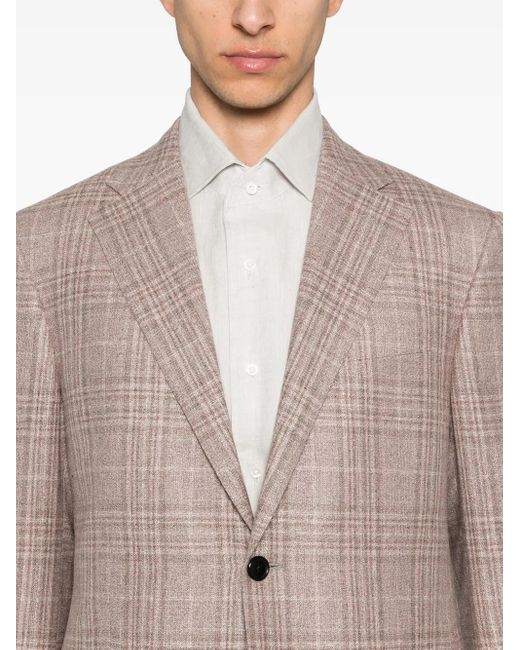 Corneliani Brown Check-Pattern Blazer for men