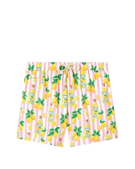 Mc2 Saint Barth White Lighting Limoncello-Print Swim Shorts for men