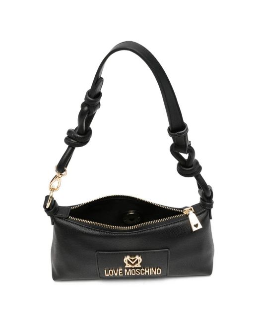 Love Moschino Black Logo-Plaque Shoulder Bag