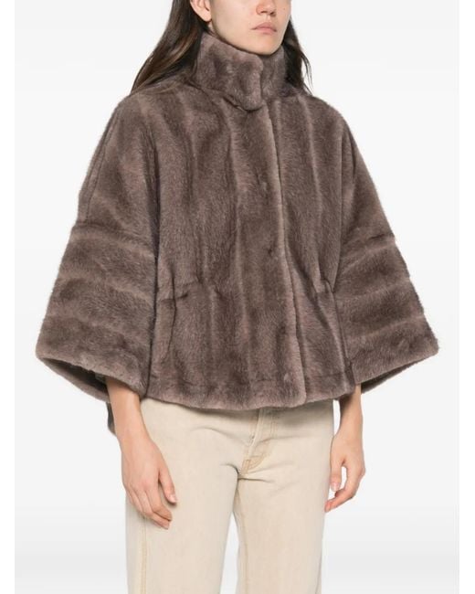 VALENTINI 1972 Brown High-Neck Drawstring-Waist Jacket