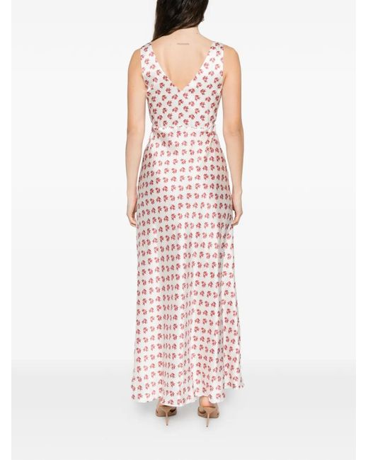Maje Pink Floral V-Neck Maxi Dress