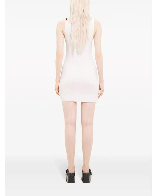 Courreges White Logo-Patch Ribbed-Knit Dress