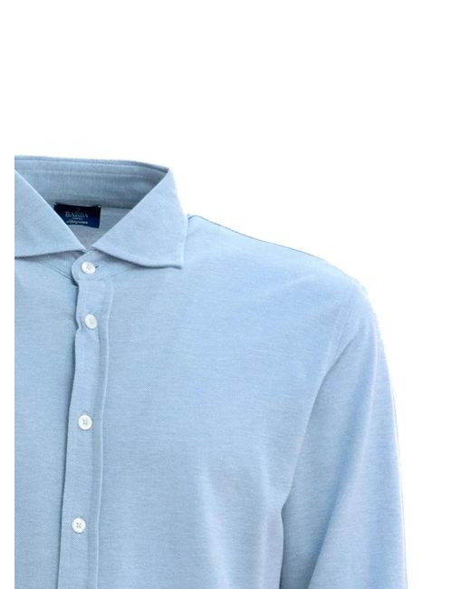 Barba Napoli Blue Long-Sleeve Button-Down Shirt for men