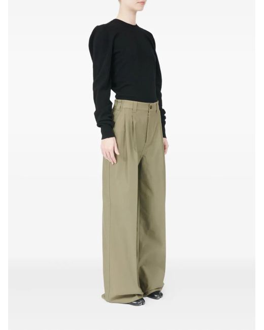 Maison Margiela Green Pleated Straight Trousers