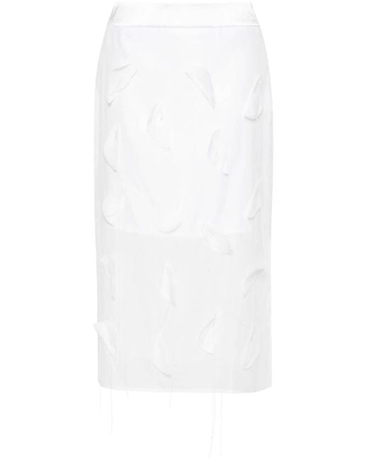 Peserico White Appliqué-detail Organza Skirt