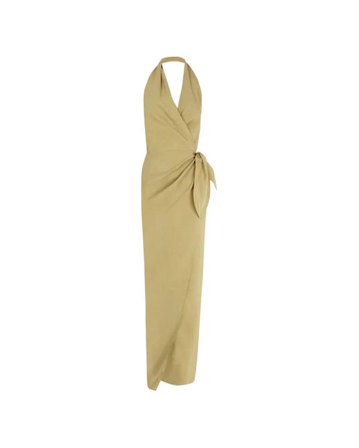 Cortana Metallic Mona Halterneck Wrap Maxi Dress
