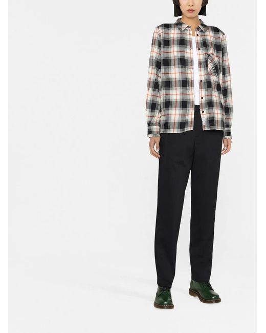Woolrich White Checked Long-Sleeve Shirt