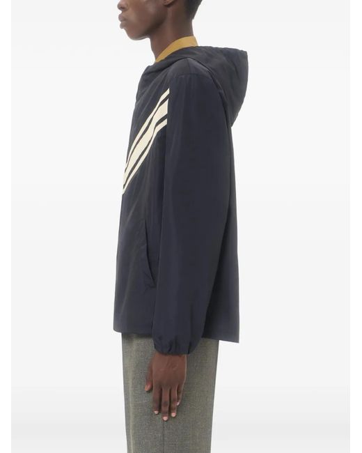 Valentino Garavani Blue Lightweight Nylon Hooded Windbreaker With Inlaid V for men