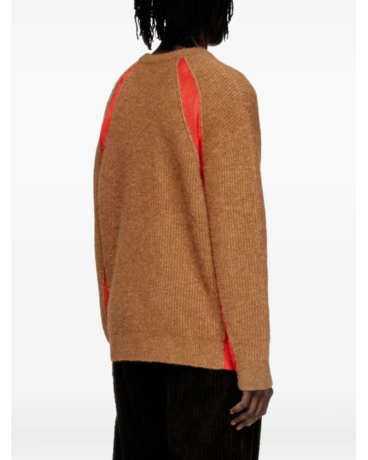 DIESEL Orange K-Lollo Ribbed-Panel Sweater for men