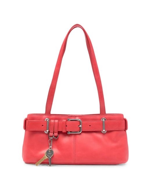 OSOI Red Mini Brocle Leather Tote Bag