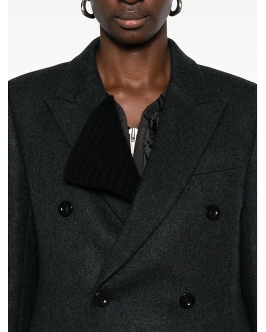 Sacai Black Double-Breasted Blazer
