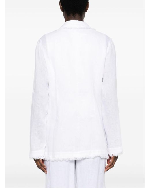 P.A.R.O.S.H. White Double-breasted Linen Blazer
