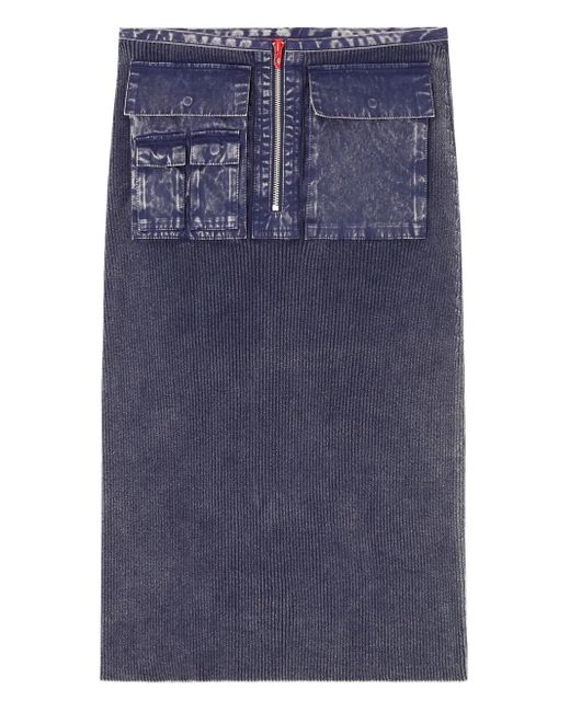 DIESEL Blue M-Merin Ribbed Zip-Front Skirt