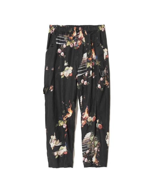 Undercover Black Graphic-Print Trousers for men