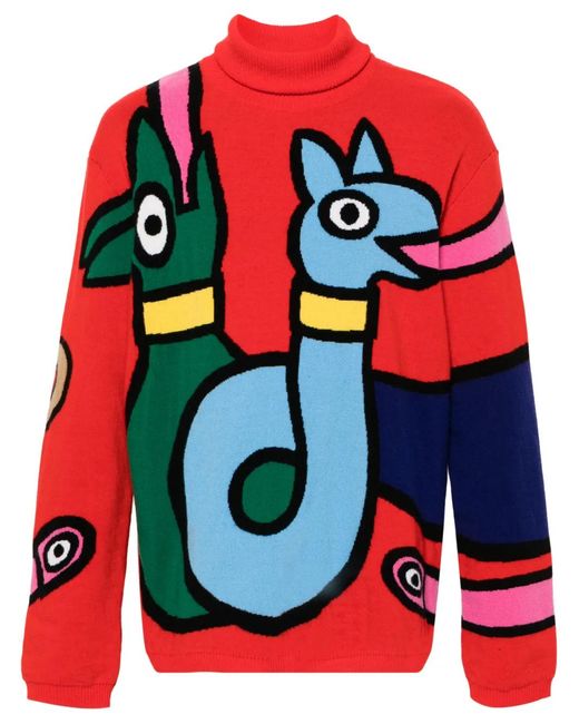 Walter Van Beirendonck Red Viper Wool Jumper for men