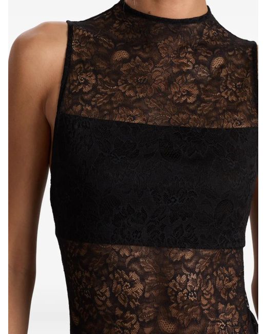 Alice + Olivia Black Nichol Floral-Lace Bodysuit