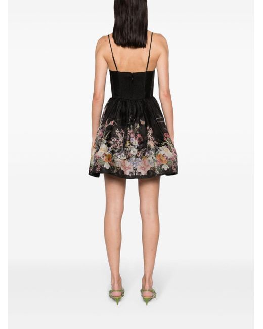 Zimmermann Natura Mini-jurk Met Bloemenprint in het Black