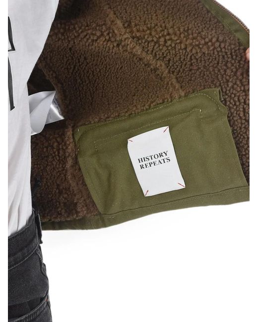 History Repeats Natural Embroidered Shearling Jacket