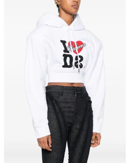 DSquared² White Logo Cotton Hoodie