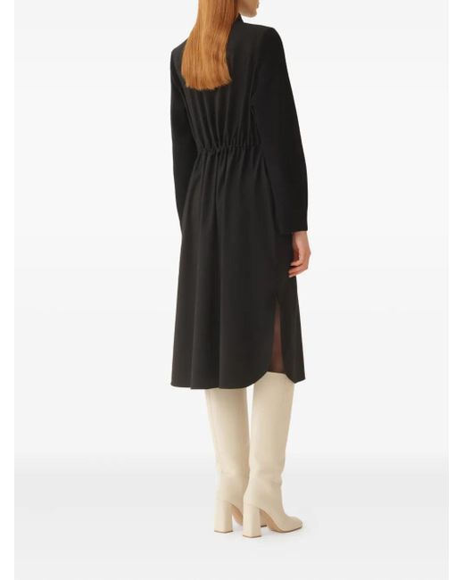 Fabiana Filippi Black Long-Sleeve Midi Shirt Dress