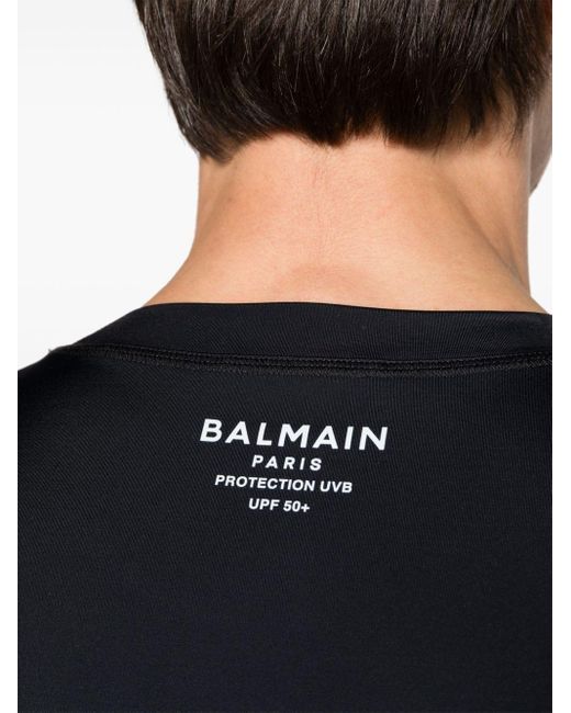 Camiseta tipo jersey con logo Balmain de hombre de color Black