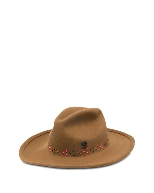 Maison Michel Brown Beaded Felt Hat