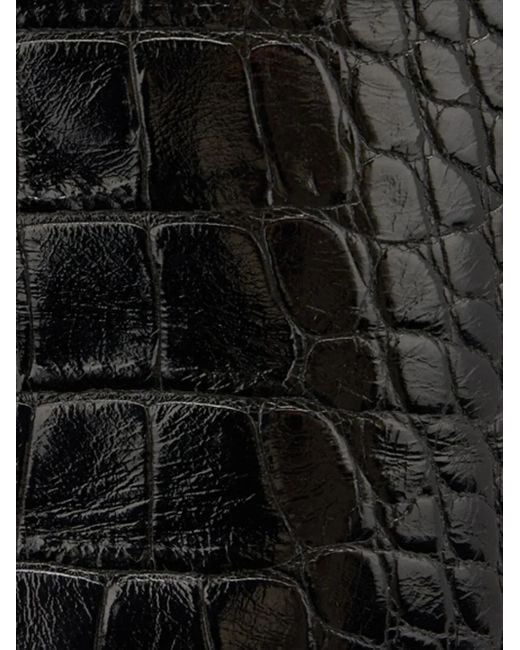Roberto Cavalli Black Crocodile-Effect Leather Boots