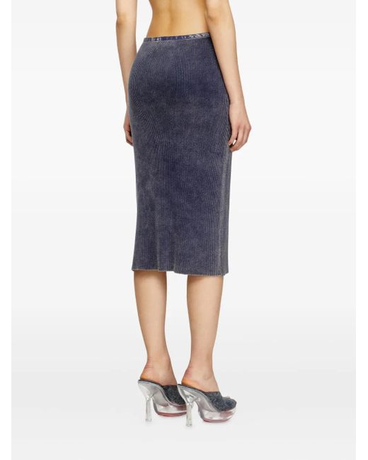 DIESEL Blue M-Merin Ribbed Zip-Front Skirt