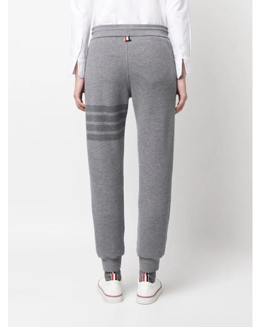 Thom Browne Gray Knitted Side-Stripe Track Pants