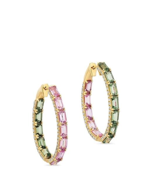 Goshwara Metallic Sapphire And Diamond Hoop Earrings