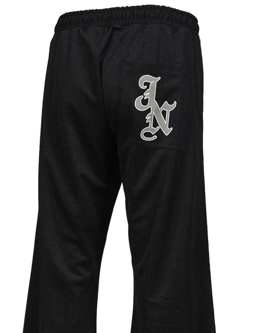 JUN/NAKAYAMA Black Mesh Logo-Patch Track Pants for men