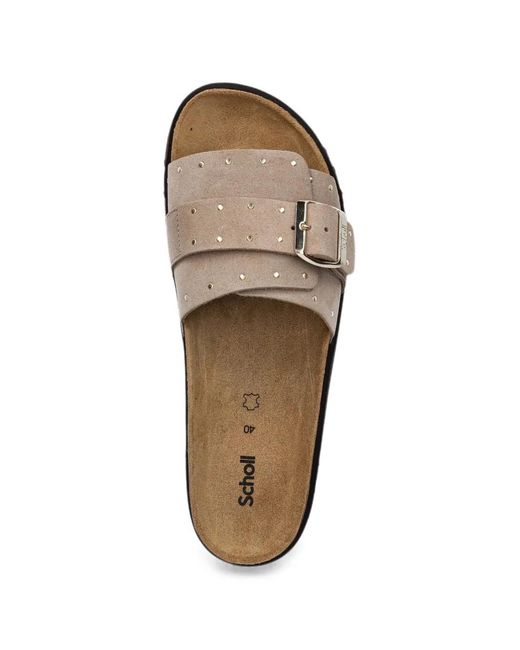 Scholl White Studded Buckle-Fastening Slides