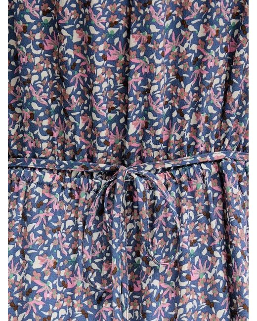 Marc O' Polo Purple Floral-Print Button-Front Midi Dress